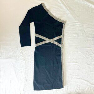 Black/metallic bodycon dress - S